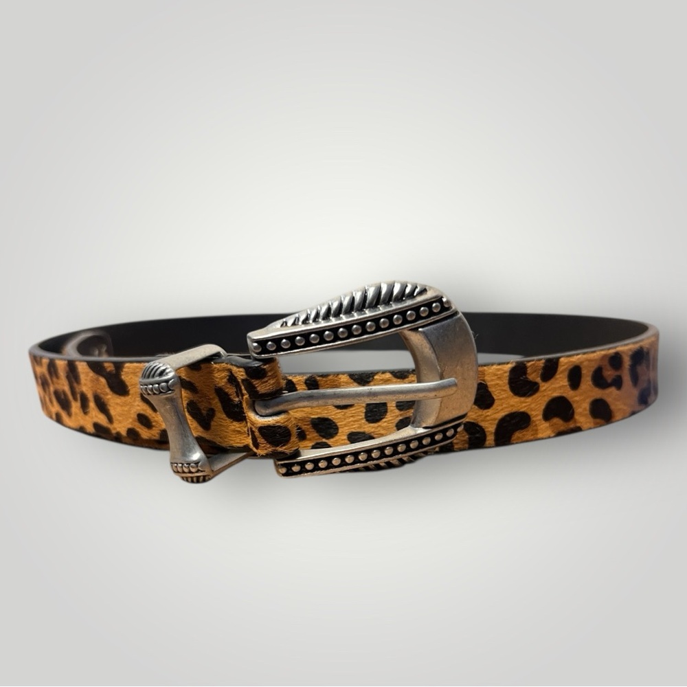 Straight To Hell Western Leopard Print Leather Belt Unisex Sz 30